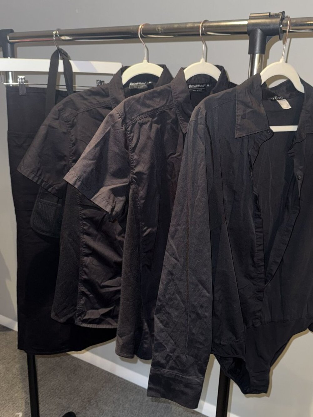 Black Server Waitress Uniform Bundle Shirts Bodysuit Apron Size M/10